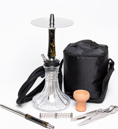 Кальян SKY MINI(Шланг,Шахта,Уплотнители,Щипцы,Калауд,Чаша,Мундштук) (Black and Gold)